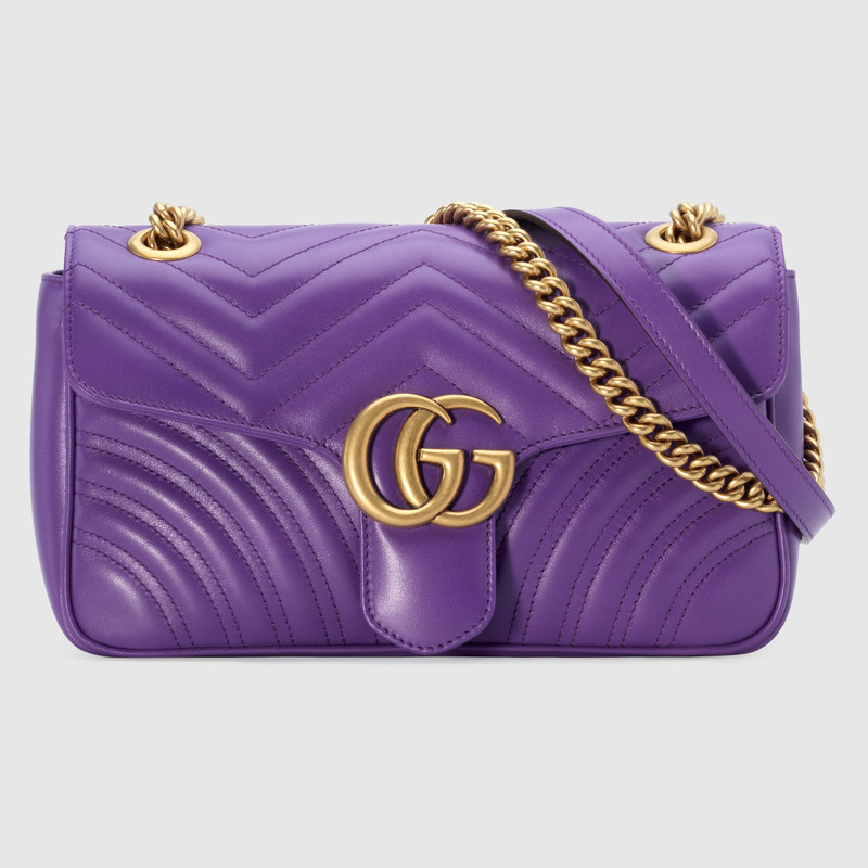 Gucci GG Marmont Small Chain Shoulder Bag in Matelassé Chevron Leather