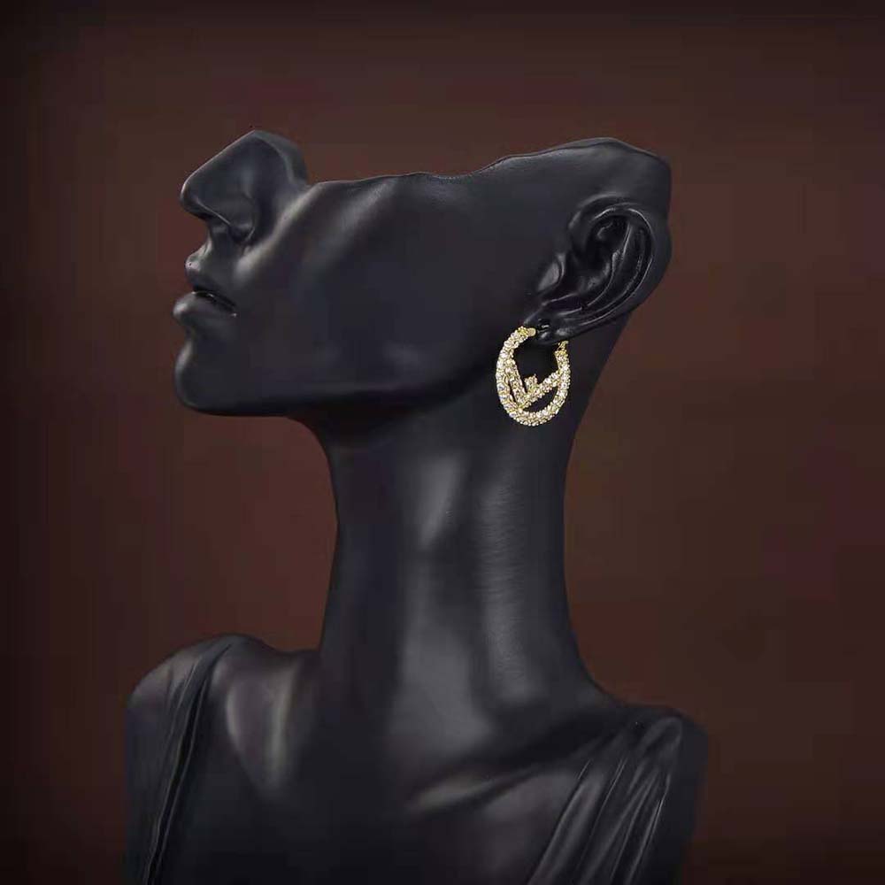 Fendi Women Hoop Earrings with F is Fendi Motif