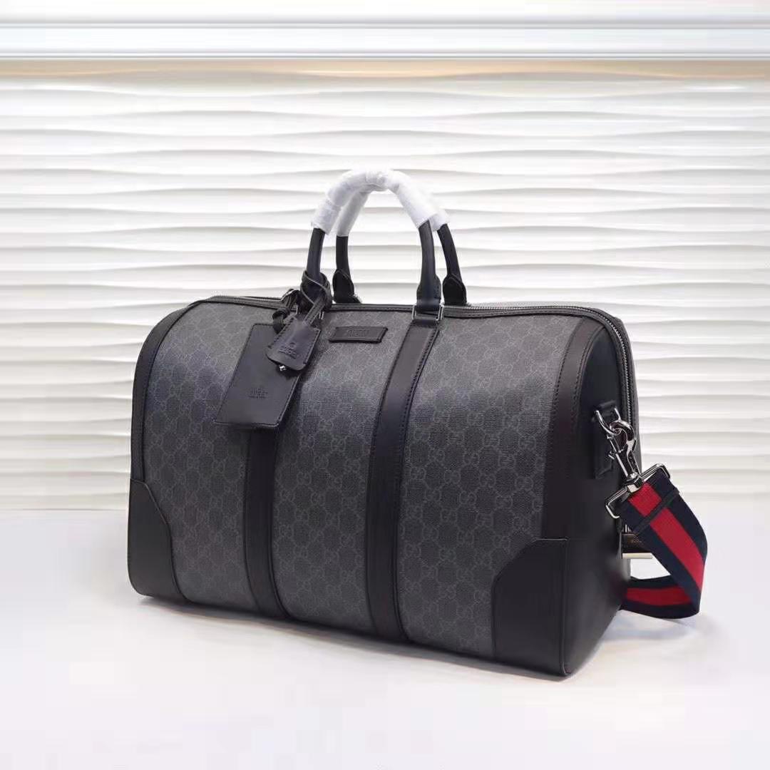Gucci GG Men GG Black Carry-On Duffle in Black/Grey Soft GG Supreme