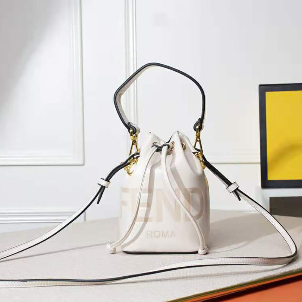 Fendi Women Mon Tresor Leather Mini Bag-White
