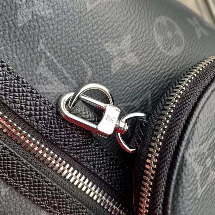 Louis Vuitton LV Unisex Duo Slingbag Black Monogram Coated Canvas Taiga Cowhide Leather