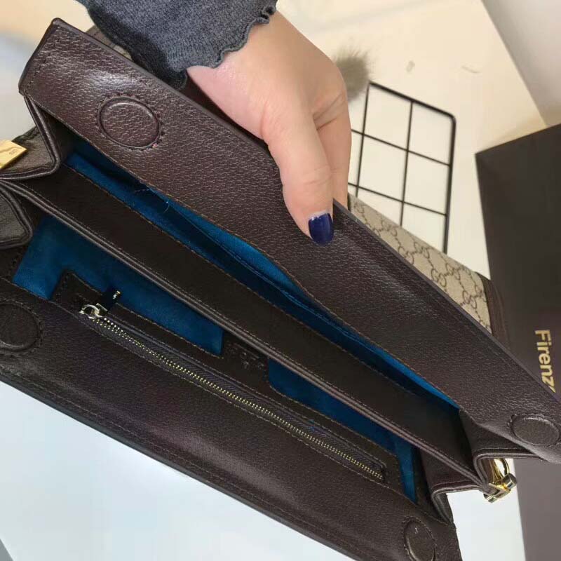 Gucci Ophidia GG Supreme Canvas Medium Shoulder Bag-Brown