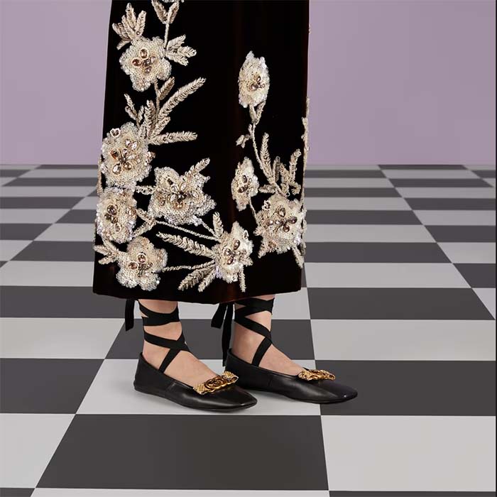 Gucci Women GG Interlocking G Ballet Flat Black Leather Python Print Leather Bow