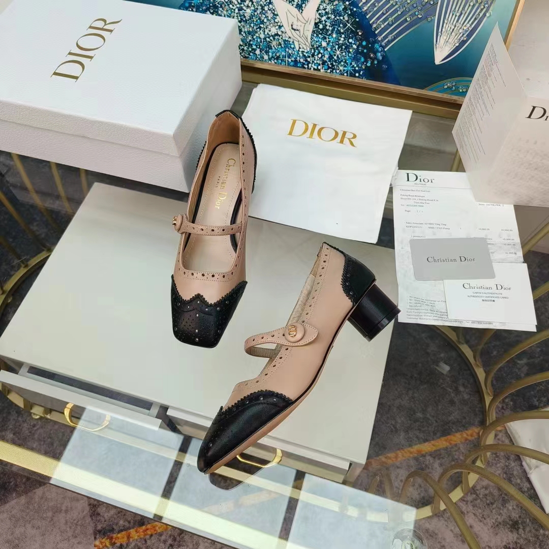 Dior Women Shoes CD Spectadior Ballet Pump Black Nude Perforated Calfskin