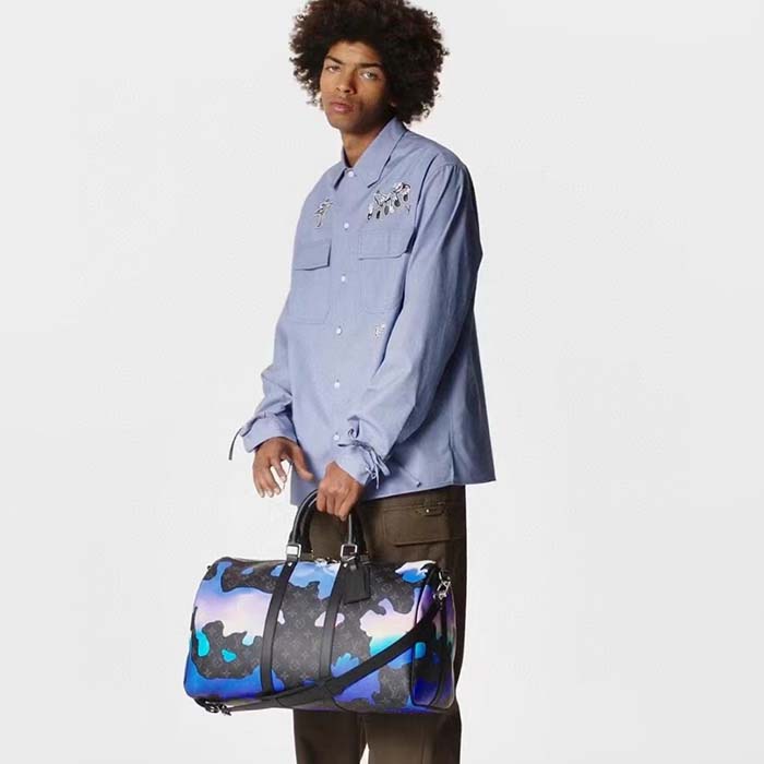 Louis Vuitton LV Unisex Keepall Bandoulière 55 Sunrise Monogram Eclipse Coated Canvas