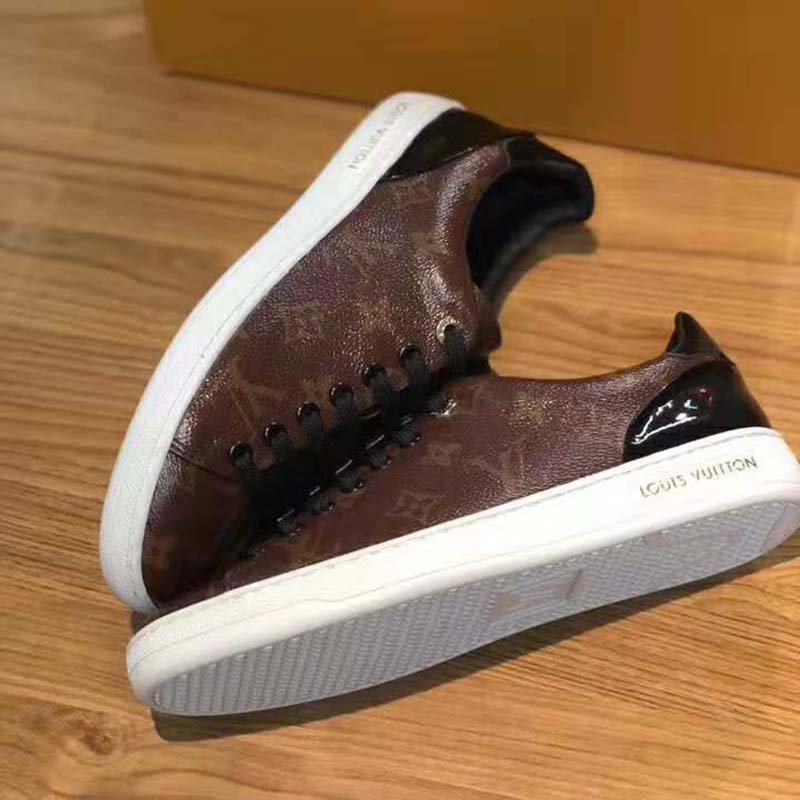 Louis Vuitton LV Women Frontrow Sneaker in Patent Monogram Canvas-Brown