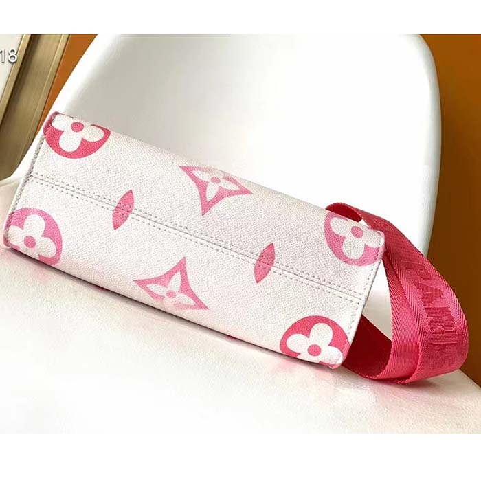 Louis Vuitton LV Women Onthego PM Pink Monogram Coated Canvas Textile Lining
