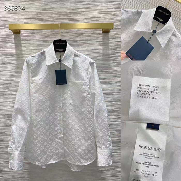 Louis Vuitton Women LV Long Sleeved Fitted Shirt Cotton Blanc Optique White Regular Fit