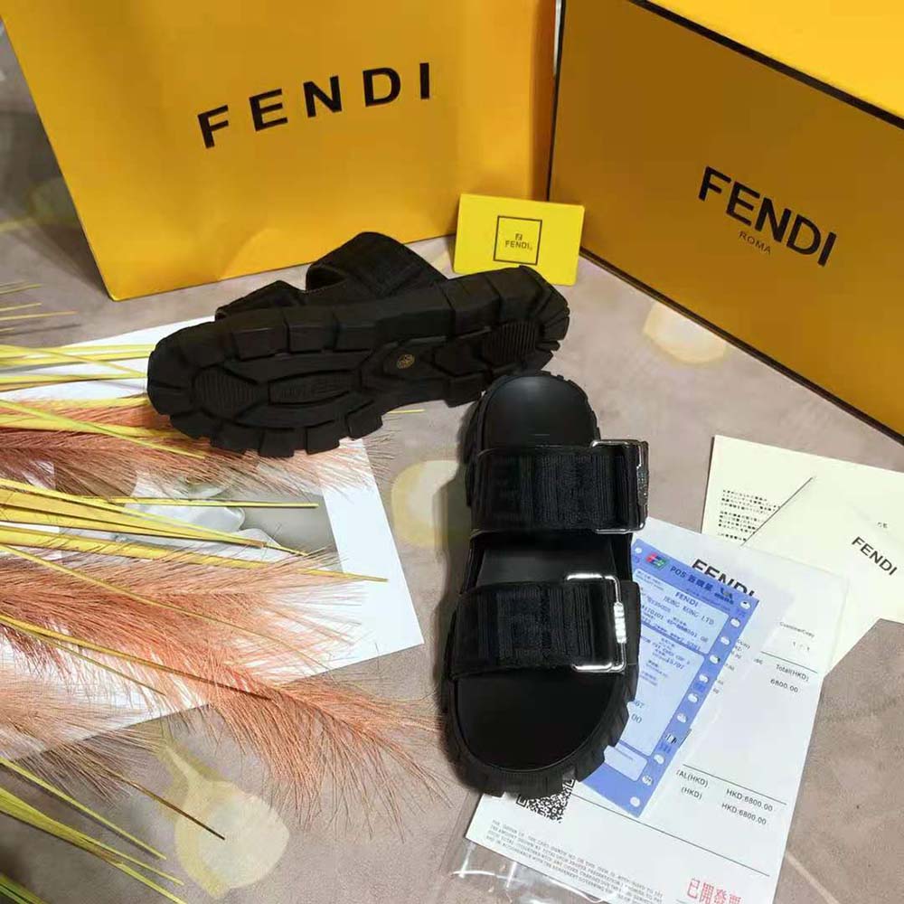 Fendi Women Sandals Black Fabric Sandals