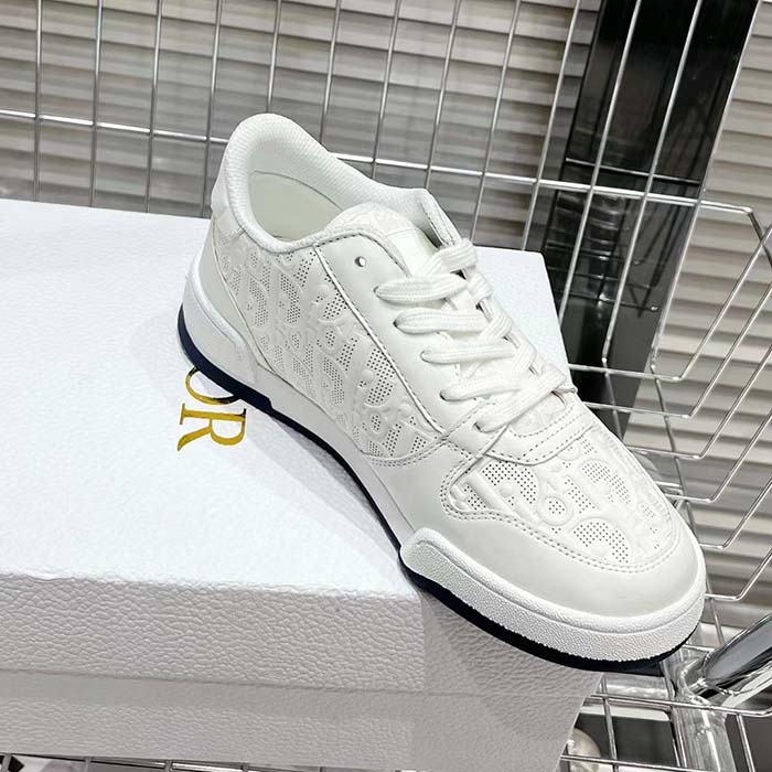 Dior Unisex Shoes CD Dior One Sneaker White Dior Oblique Perforated Calfskin