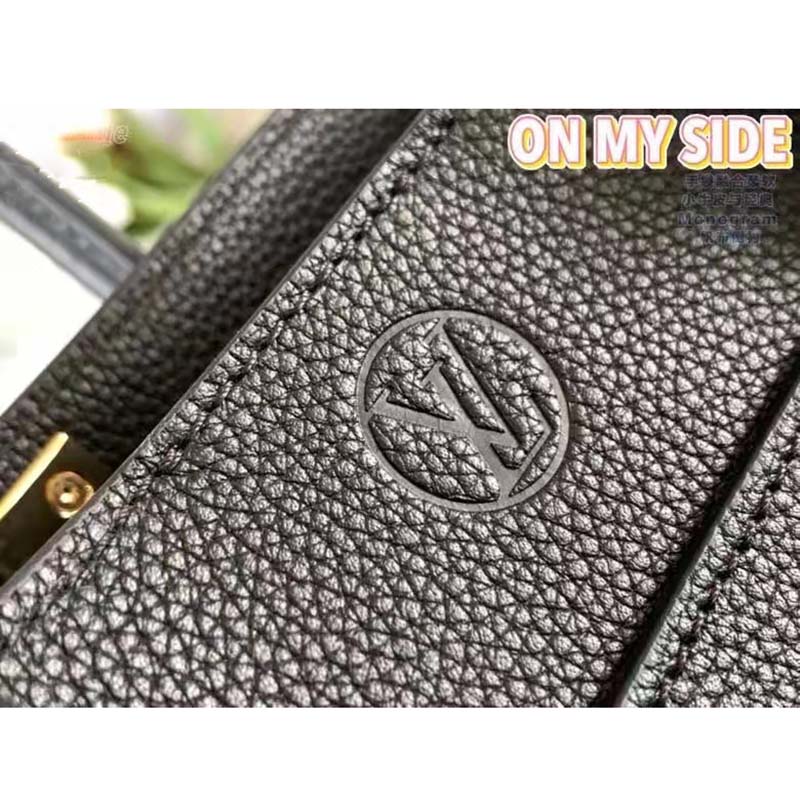 Louis Vuitton LV Women On My Side PM Handbag Black Monogram Coated Canvas Calf