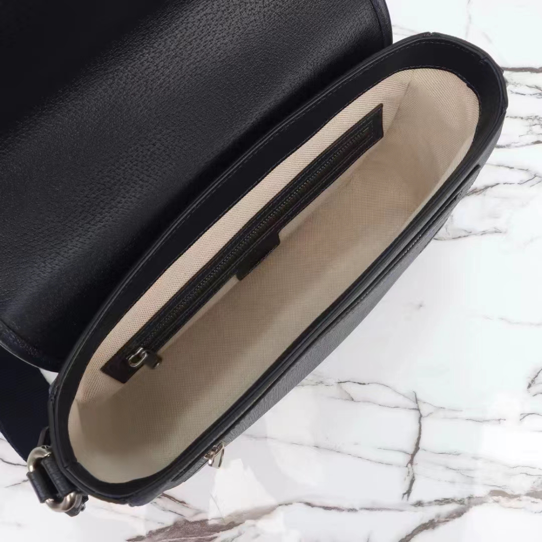 Gucci Unisex GG Ophidia Medium Messenger Bag Blue Black Supreme Tender Canvas Double G