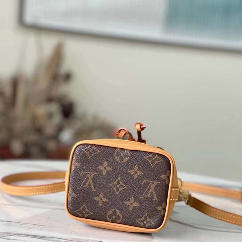 Louis Vuitton LV Women Nano Noé Bucket Bag Monogram Coated Canvas Brown