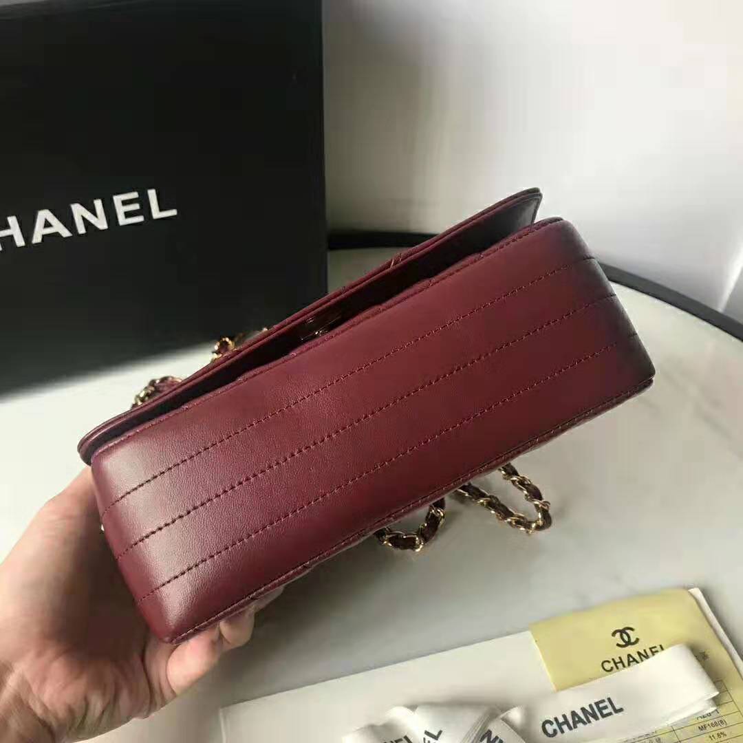 Chanel Women Mini Flap Bag in Calfskin Leather-Red