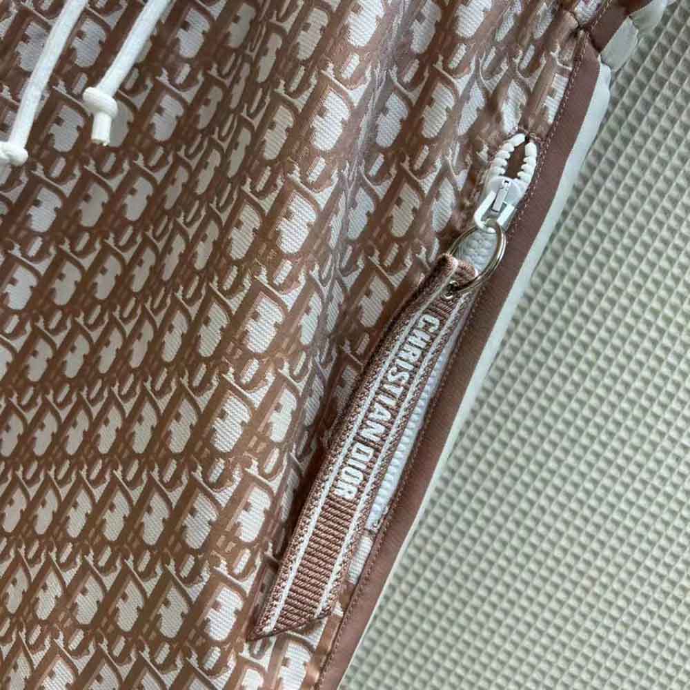 Dior Women Short Hooded Dress Rose Des Vents Technical Taffeta Jacquard