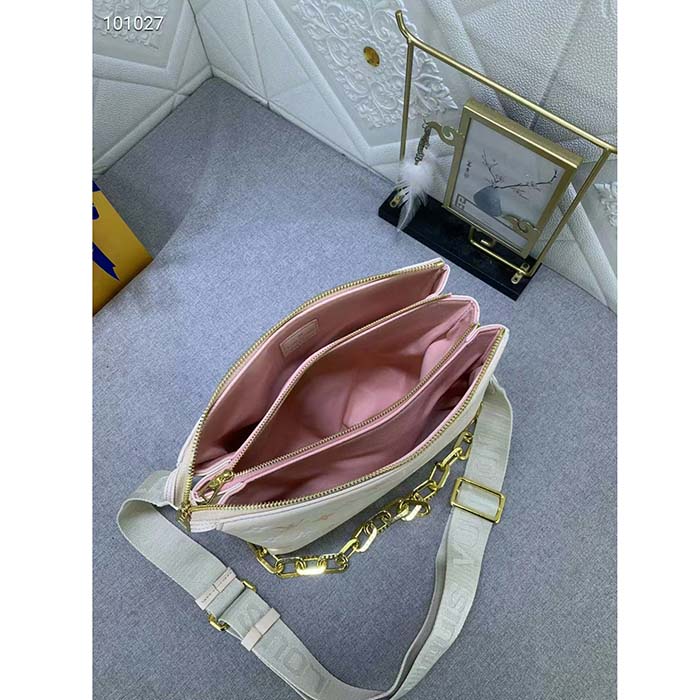 Louis Vuitton LV Women Coussin PM Handbag Crème Beige Lambskin Cowhide Leather