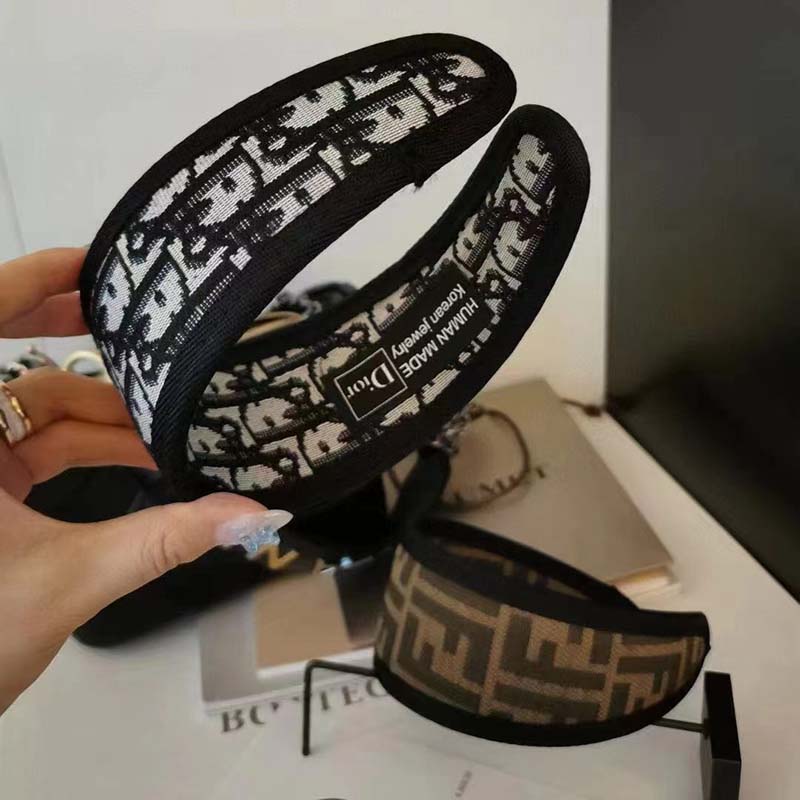 Dior Women D-Oblique Headband Navy Blue Cotton