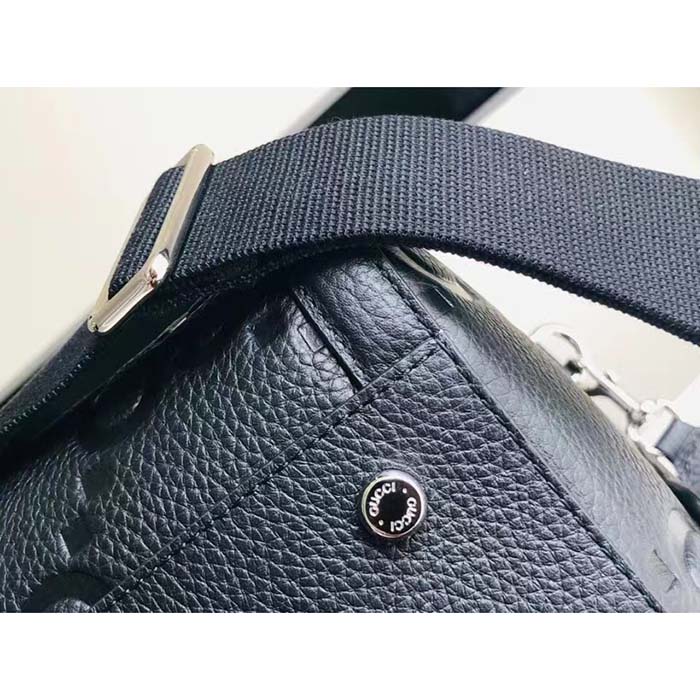 Gucci GG Unisex Jumbo GG Small Duffle Bag Black Leather Zip Closure