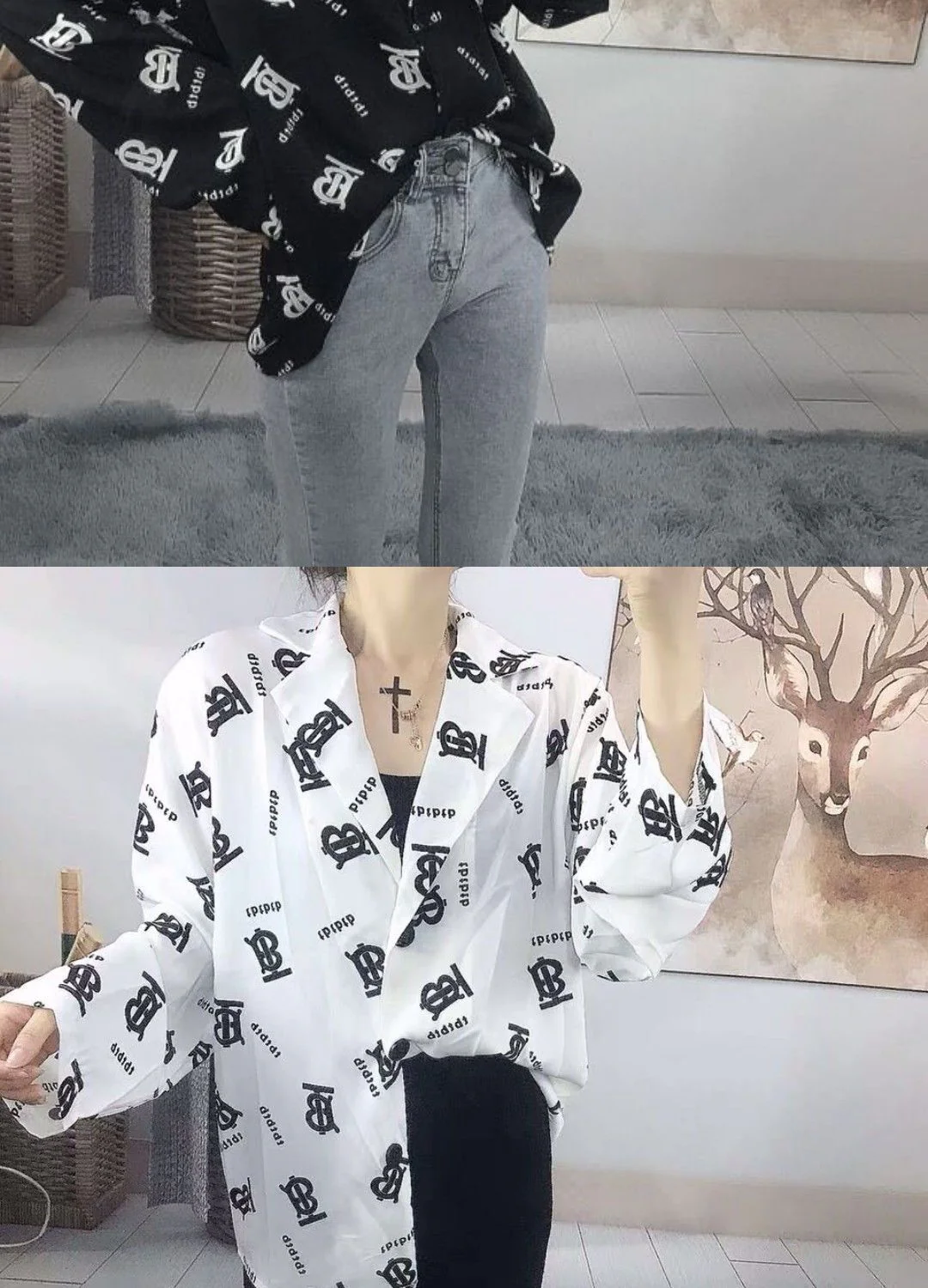 Fashion Versatile Printed Small Suit Long Sleeve Shirt 1024042714