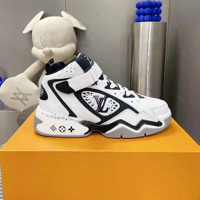 Louis Vuitton LV Unisex Trainer 2.0 Sneaker Boot White Calf Leather Rubber Outsole