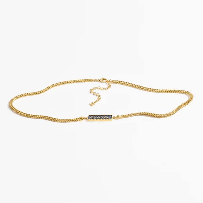 Chanel Women CC Chain Belt Metal Gold Blue Ref.  ABC748 B15375 NU456
