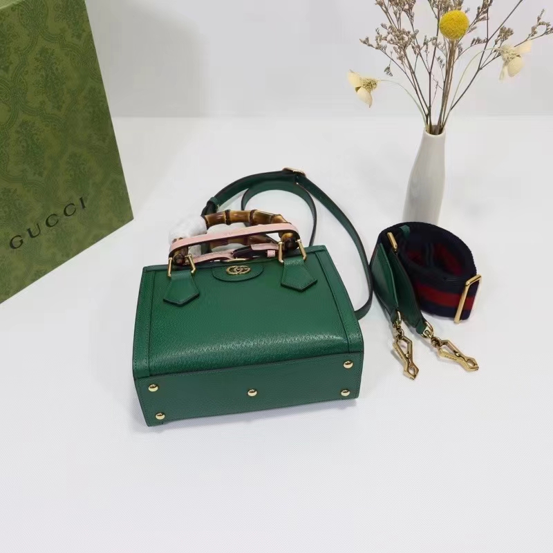 Gucci GG Women Gucci Diana Mini Tote Bag Green Leather Double G