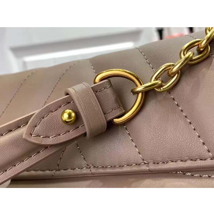 Louis Vuitton LV Women New Wave Chain Bag GM Dark Taupe Quilted Smooth Calf Leather