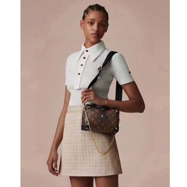 Louis Vuitton LV Women Petite Malle Souple Black Monogram Coated Canvas