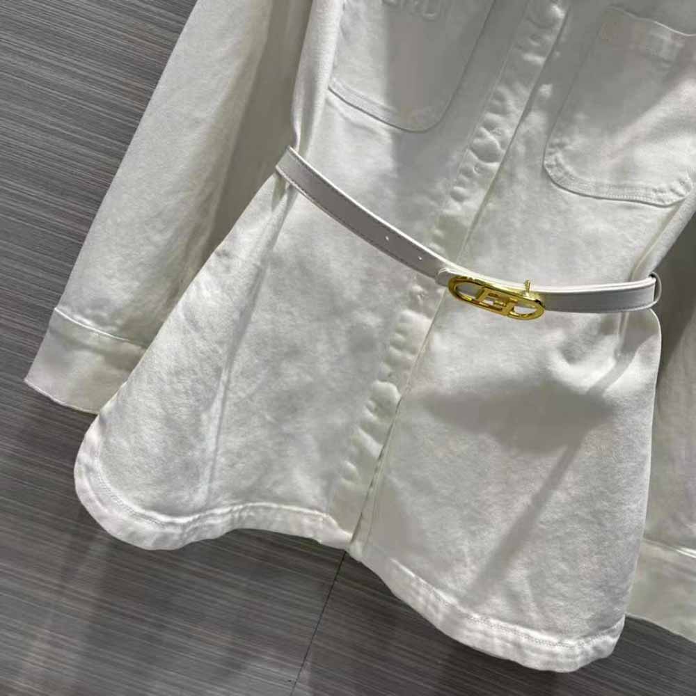 Fendi Women Single-Breasted Go-To White Denim Go-To Jacket