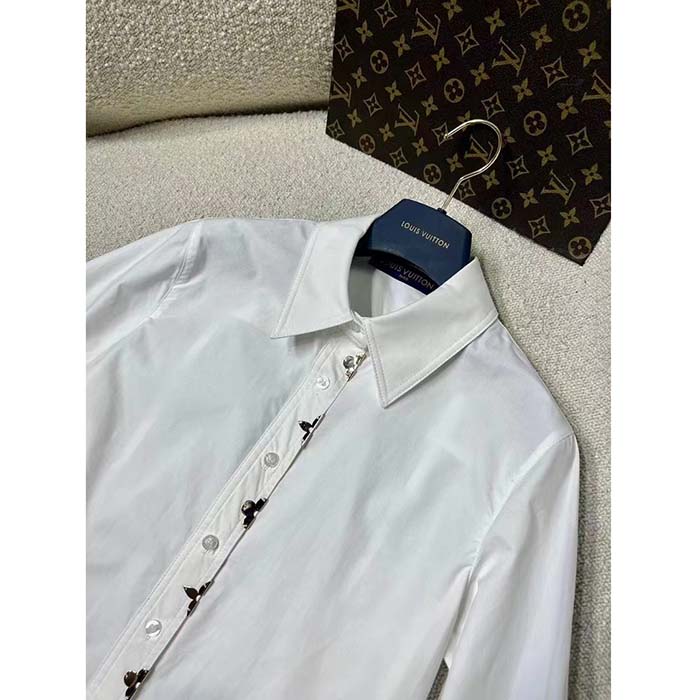 Louis Vuitton Women LV NIGHT Monogram Accent Shirt Cotton Polyamide Elastane Optical White