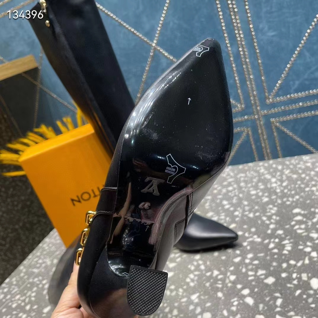 Louis Vuitton LV Women Sparkle High Boot Black Calf Leather Side Zip 9.5 CM Heel