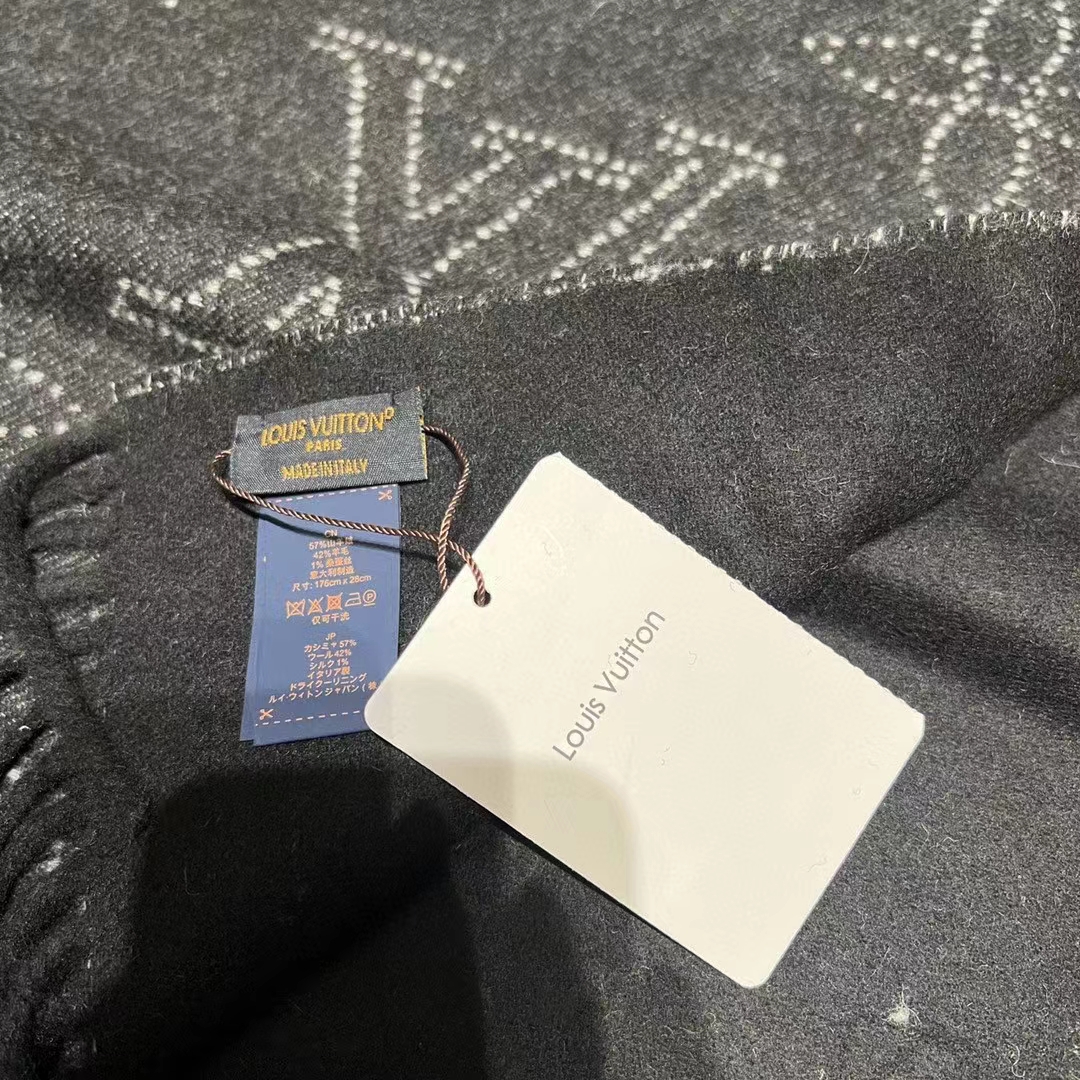 Louis Vuitton Unisex LV Mahina Flight Mode Scarf Black Cashmere Wool M77902