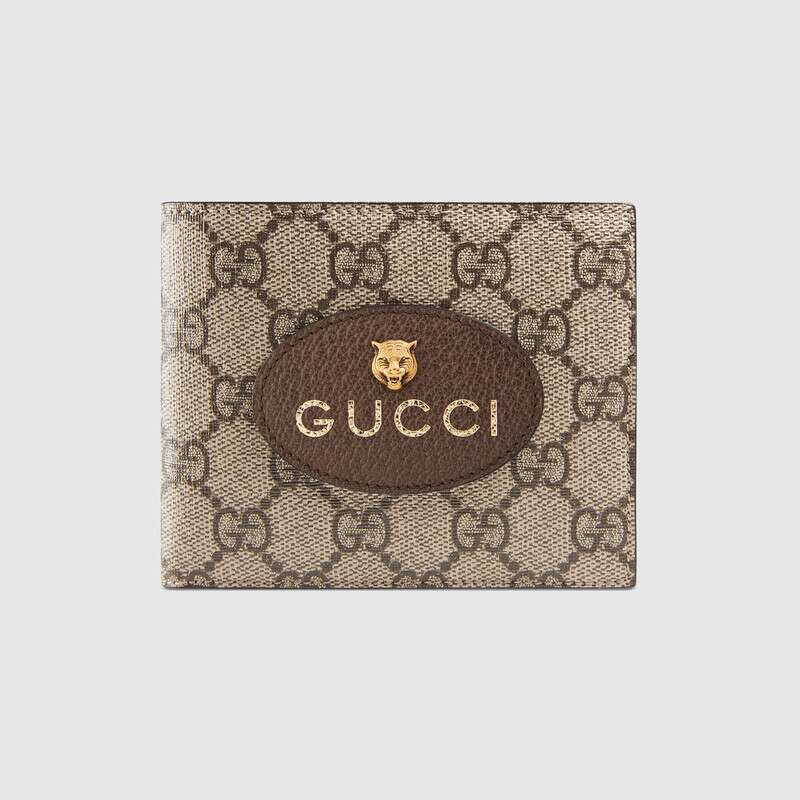 Gucci GG Unisex Neo Vintage GG Supreme Wallet in Beige/Ebony GG Supreme Canvas