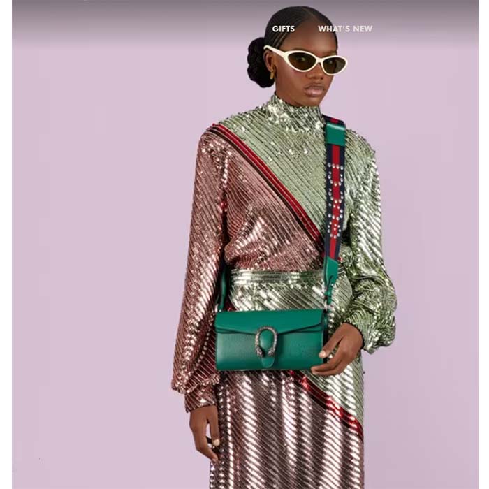 Gucci Women GG Dionysus Small Shoulder Bag Green Leather Antique Silver-Toned Hardware Crystals