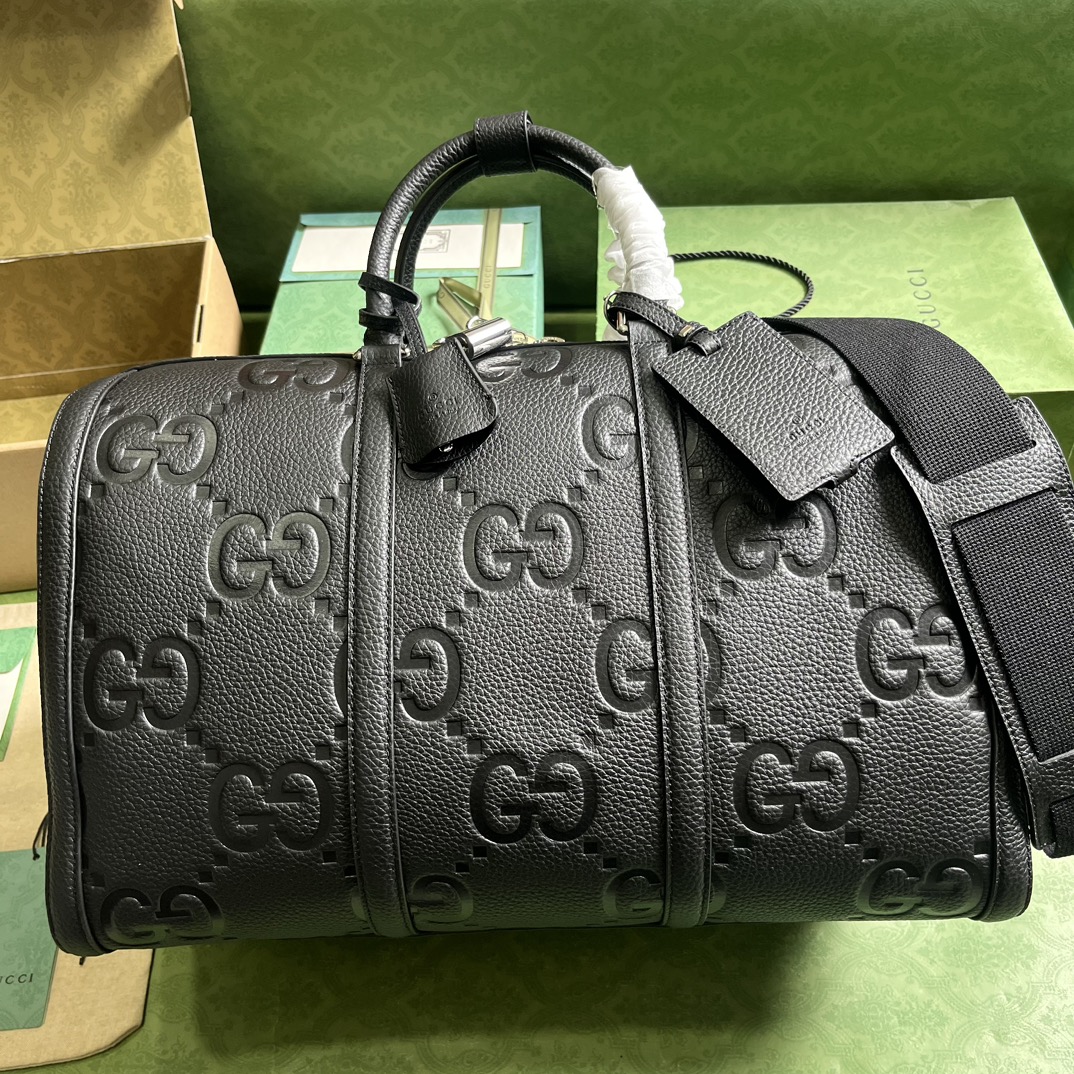 Gucci Unisex GG Small Duffle Bag Black Jumbo Leather