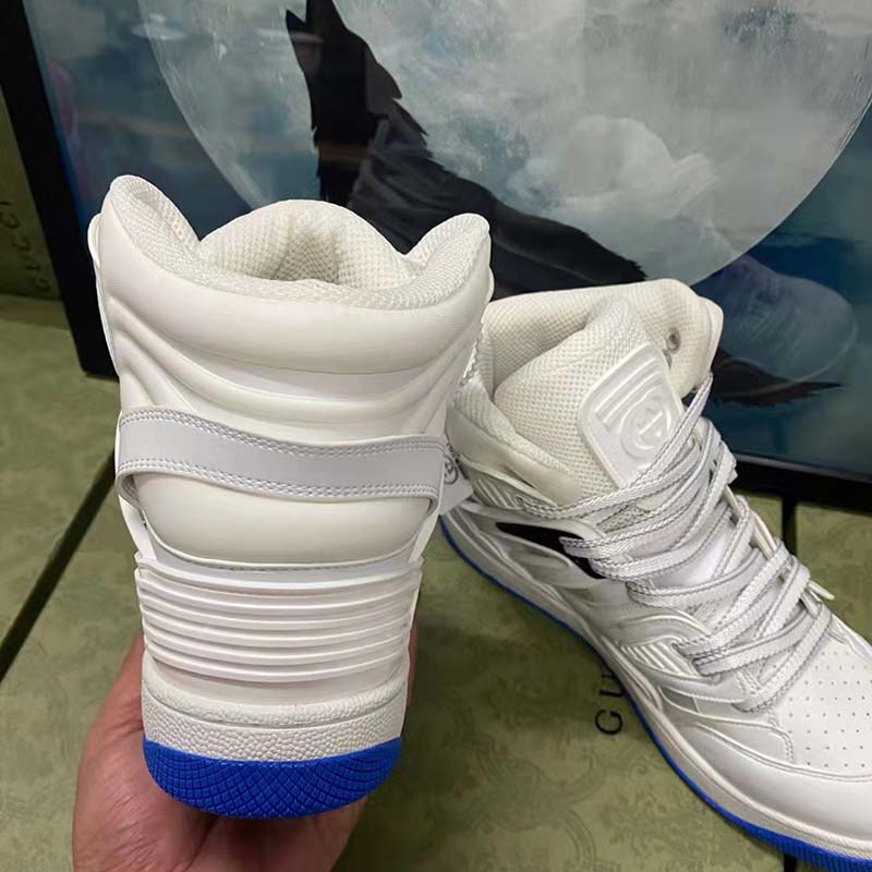 Gucci Unisex GG Gucci Basket Sneaker White Demetra Rubber Interlocking G Patch