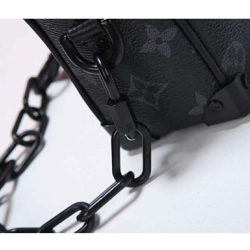 Louis Vuitton LV Unisex Mini Soft Trunk Bag in Monogram Eclipse Canvas and Chain