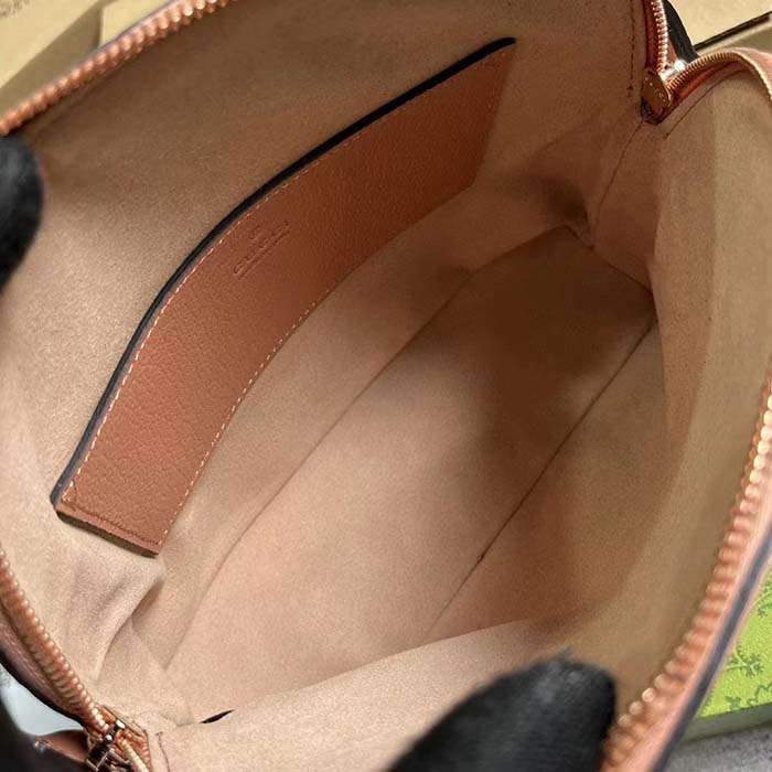 Gucci Women Ophidia GG Small Shoulder Bag Pink Canvas Leather Double G