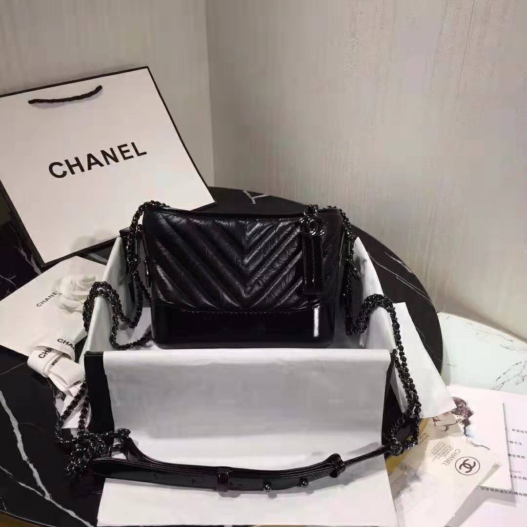 Chanel Women Chanel’s Gabrielle Small Hobo Bag in Aged and Smooth Calfskin-Black