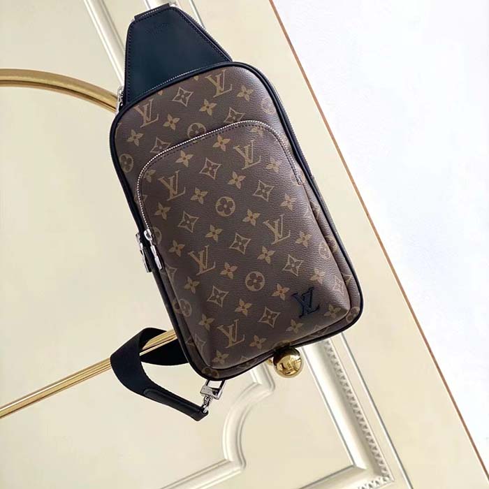 Louis Vuitton LV Unisex Avenue Sling Bag Brown Monogram Macassar Coated Canvas Cowhide