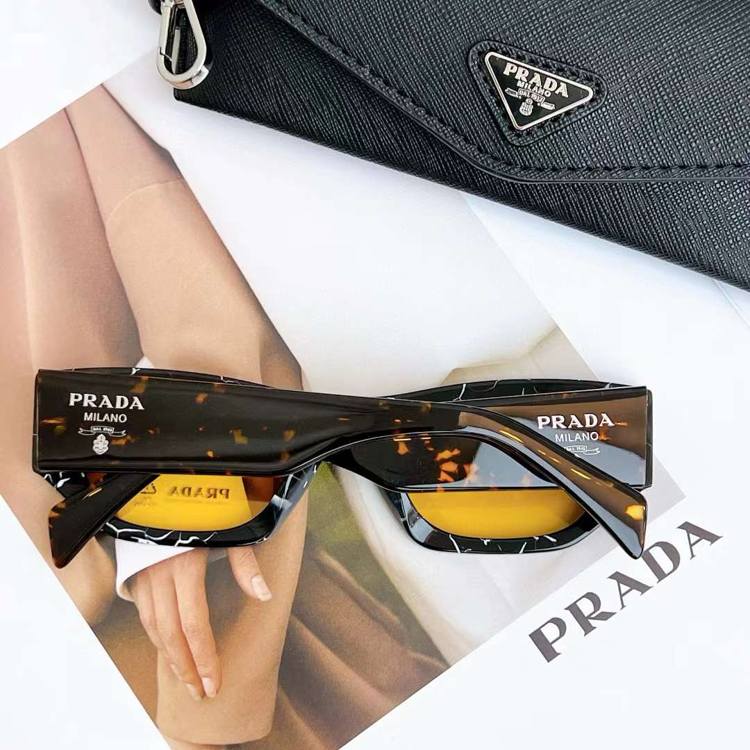 Prada Unisex Sunglasses Prada Logo Frame Compatible Graduated Lenses Standard Fit