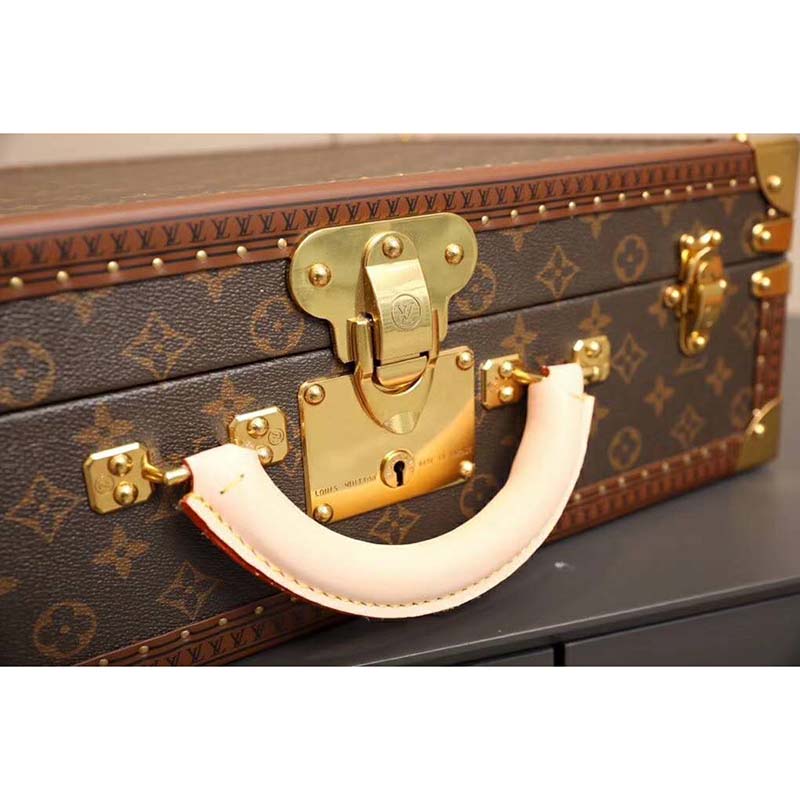 Louis Vuitton LV Unisex President Suitcase in Monogram Canvas-Brown