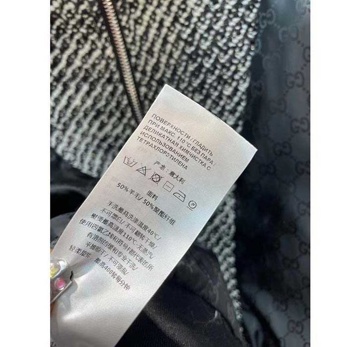 Gucci GG Women Bouclé Wool Jacket Interlocking G High Neck Dropped Shoulder