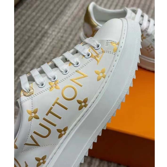 Louis Vuitton LV Unisex Time Out Sneaker Gold Monogram Debossed Calf Leather