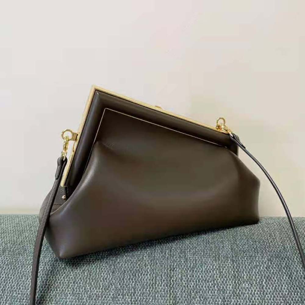 Fendi Women First Small Dark Brown Leather Bag