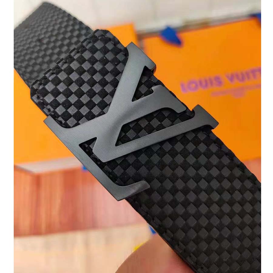 Louis Vuitton LV Unisex LV Initiales 40mm Belt in Suede Calf Leather-Black