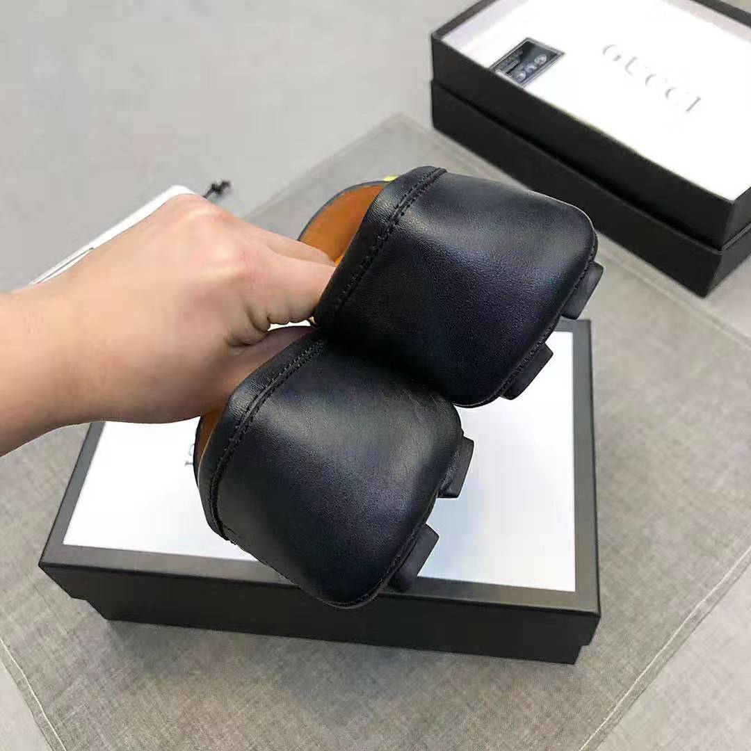 Gucci Men Leather Driver with Web-Black