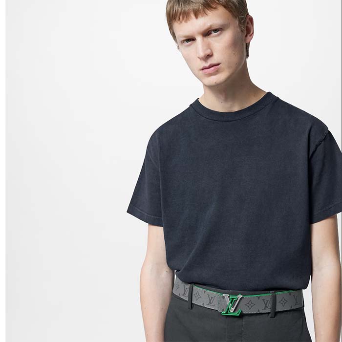 Louis Vuitton Unisex LV Line 40 MM Reversible Belt Green Monogram Eclipse Reverse Coated Canvas