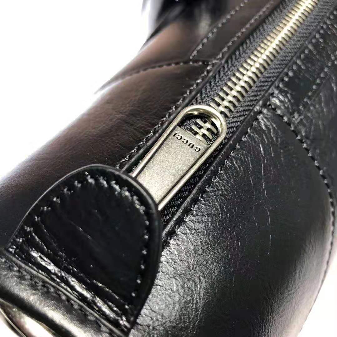 Gucci GG Men Medium Soft Leather Duffle in Black Soft Leather