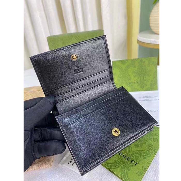 Gucci Unisex GG Diana Medium Wallet Double G Black Leather Bamboo Closure